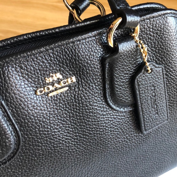 COACH Mini Nolita Black Pebbled Leather Satchel - Picture 9 of 16